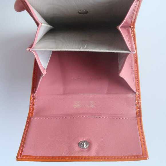 Chanel Orange Patent Leather Wallet Card Holder Silver CC Logo Luxury Designer - Picture 8 of 16